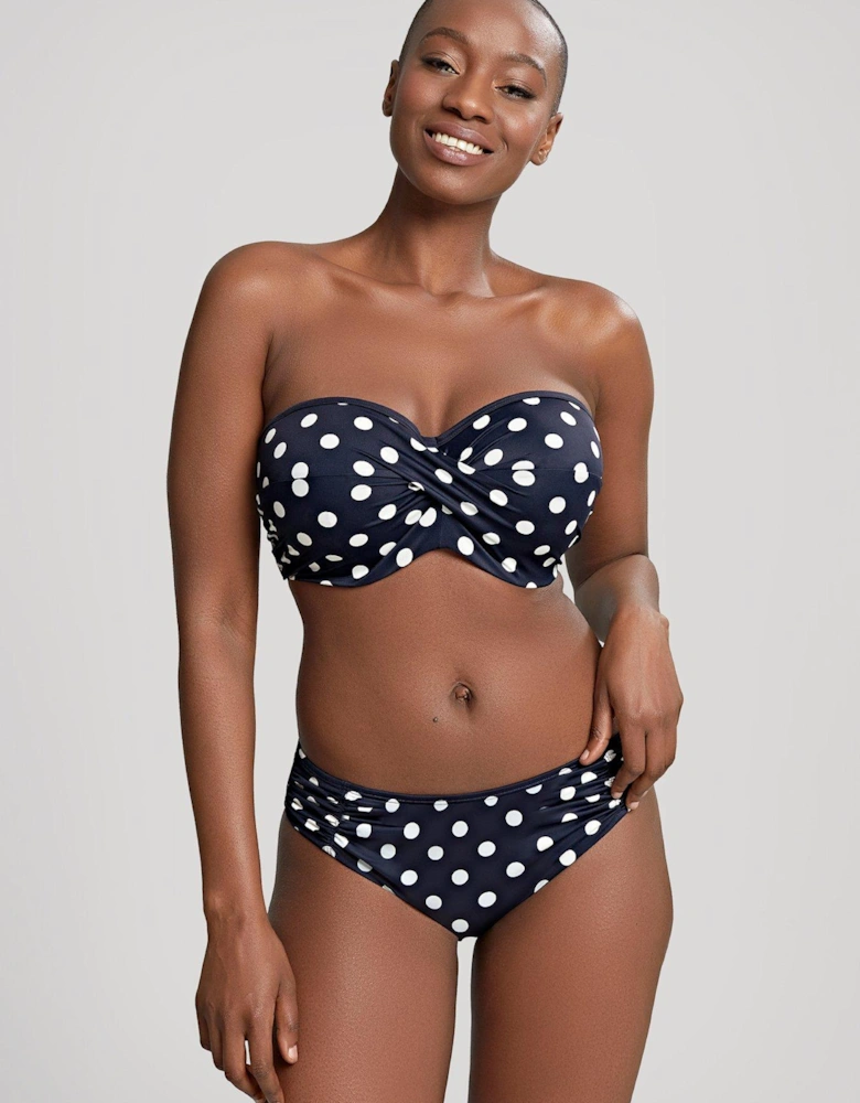 Anya Riva Spot Twist Bandeau Bikini Top - Navy/Cream