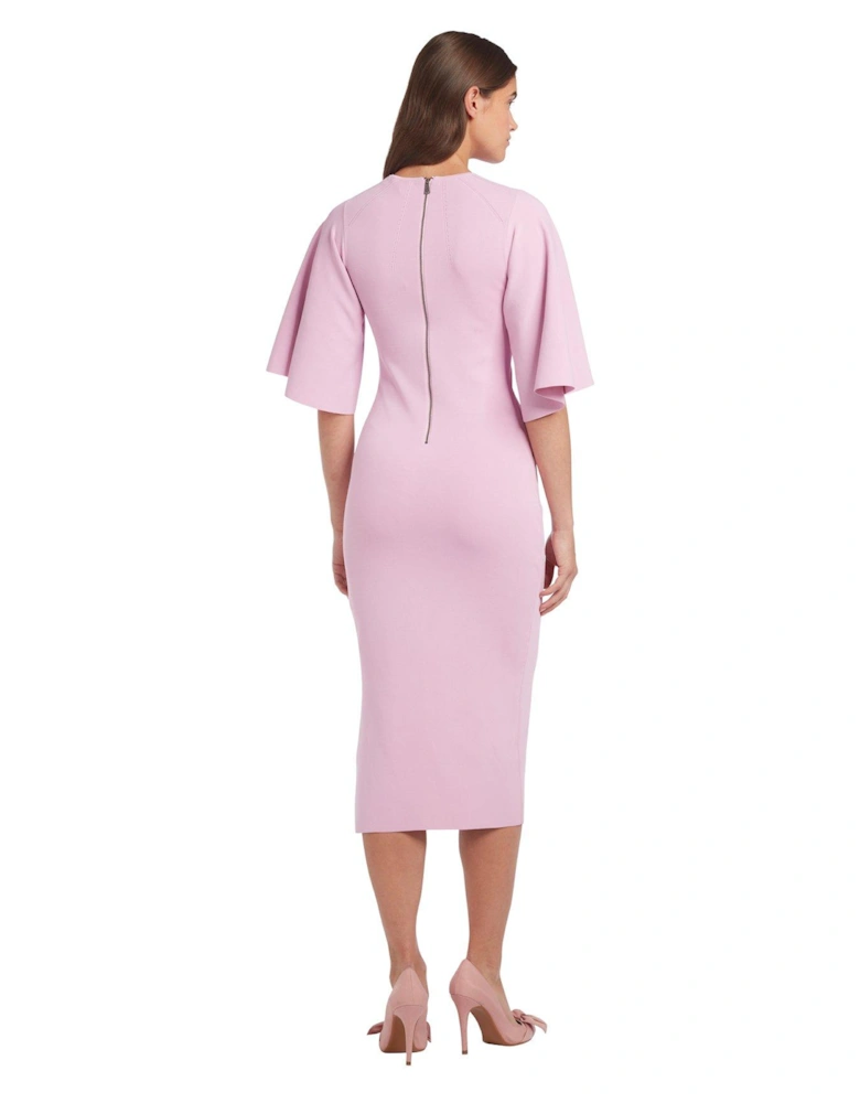 Lounia Fluted Sleeve Knitted Bodycon Midi Dress
