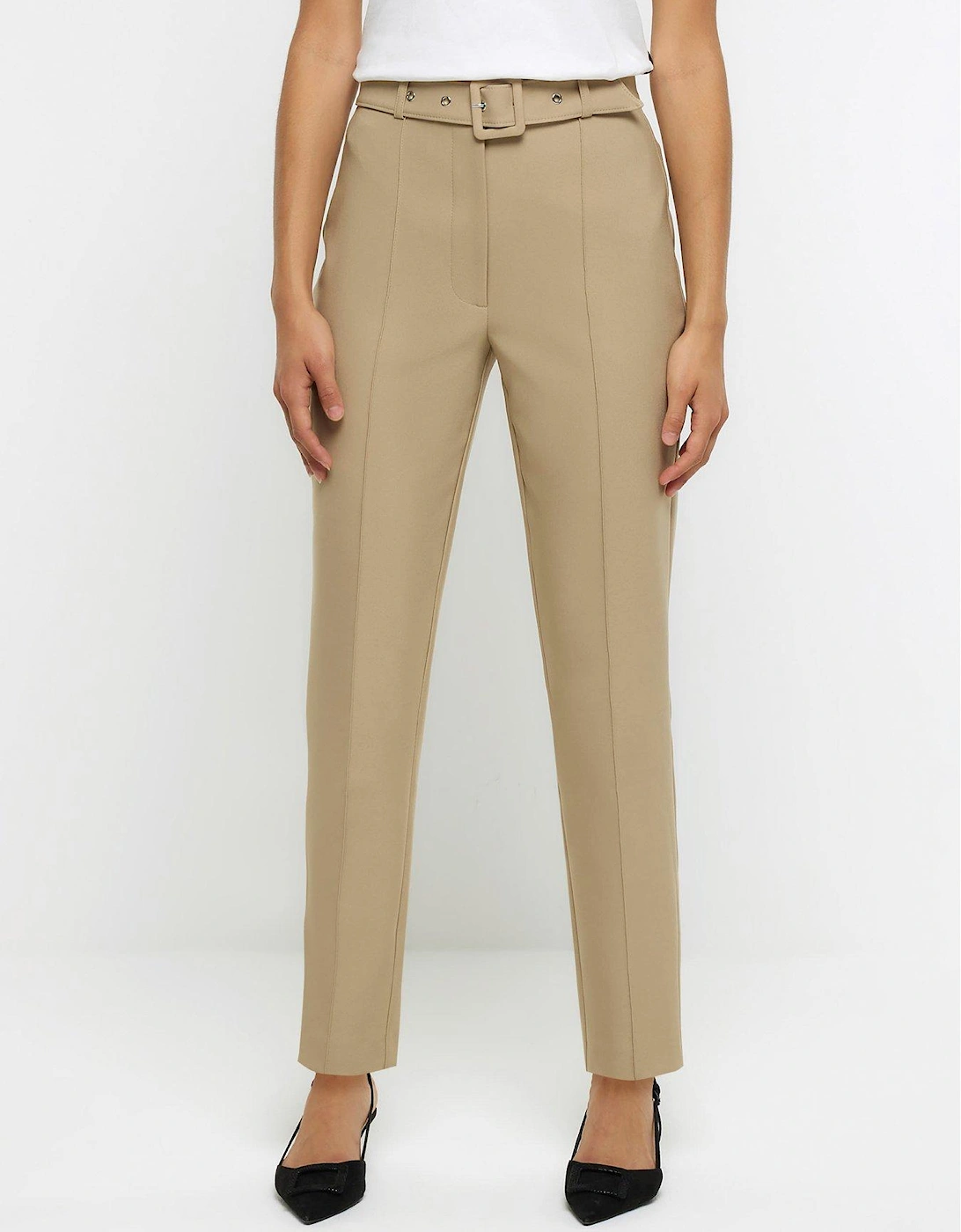 Slim Leg Belted Trouser - Beige, 6 of 5