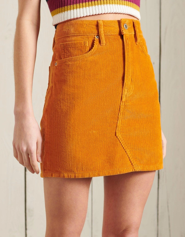 Cord Mini Skirt - Orange