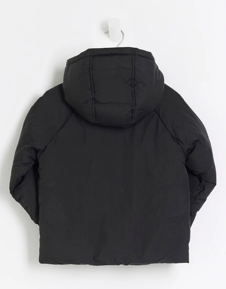 Mini Boys Hooded Puffer Coat - Black