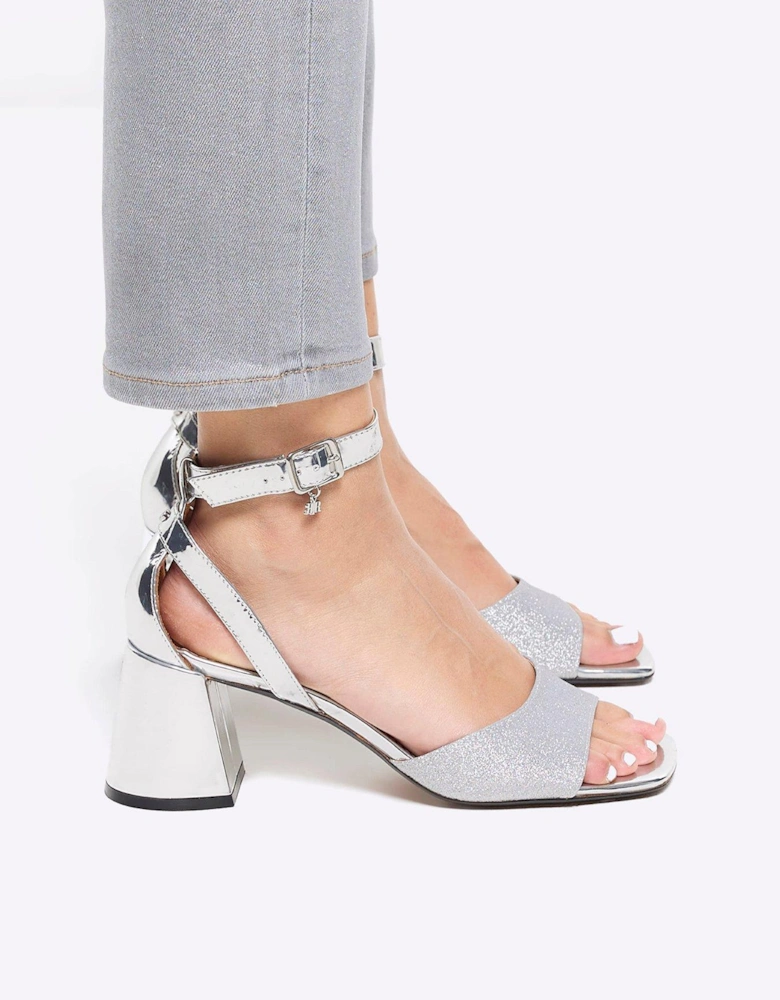 Block Heel Sandal - Silver