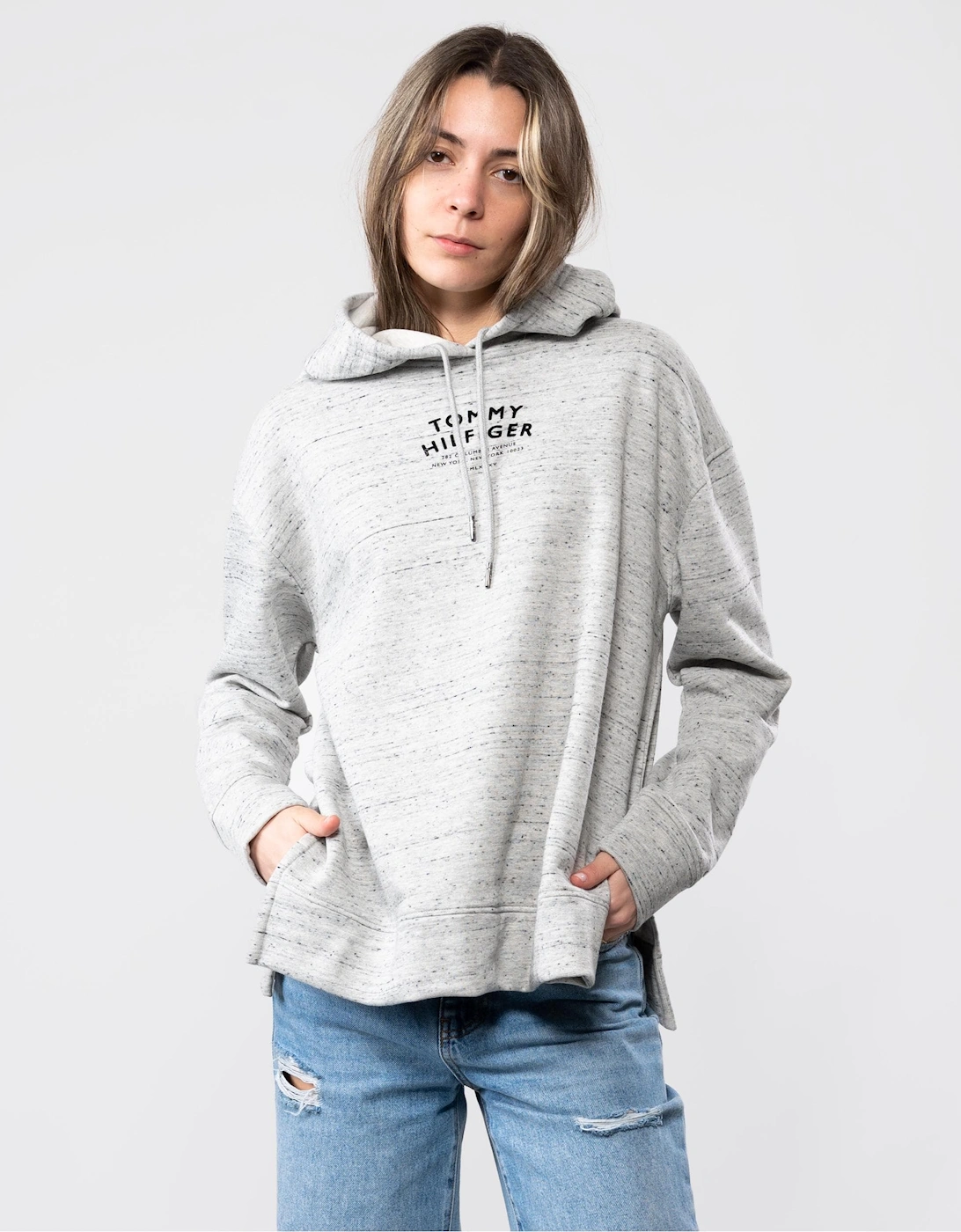 Relaxed Text Flock Print Womens Hoodie, 6 of 5