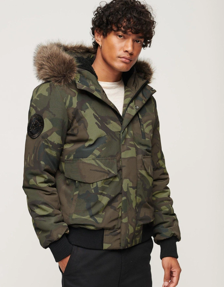 Everest Faux Fur Hooded Padded Coat - Green