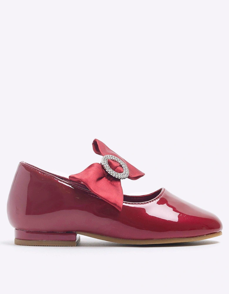 Mini Mini Girls Bow Diamonte Shoe - Red