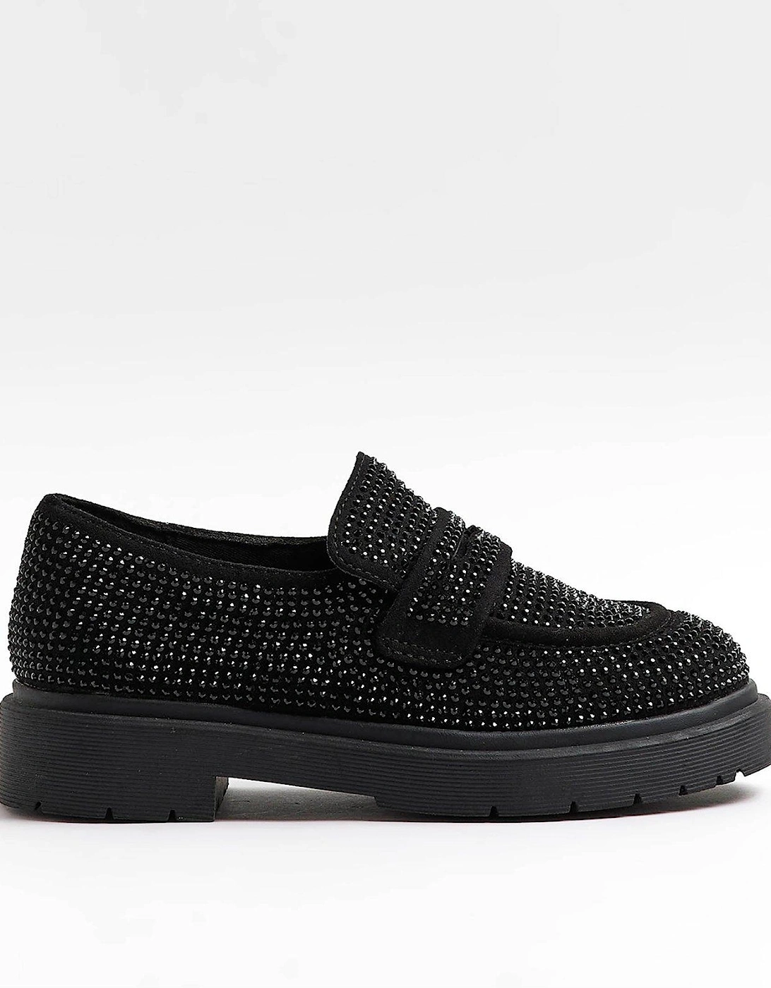 Girls Embellished Loafers - Black, 5 of 4