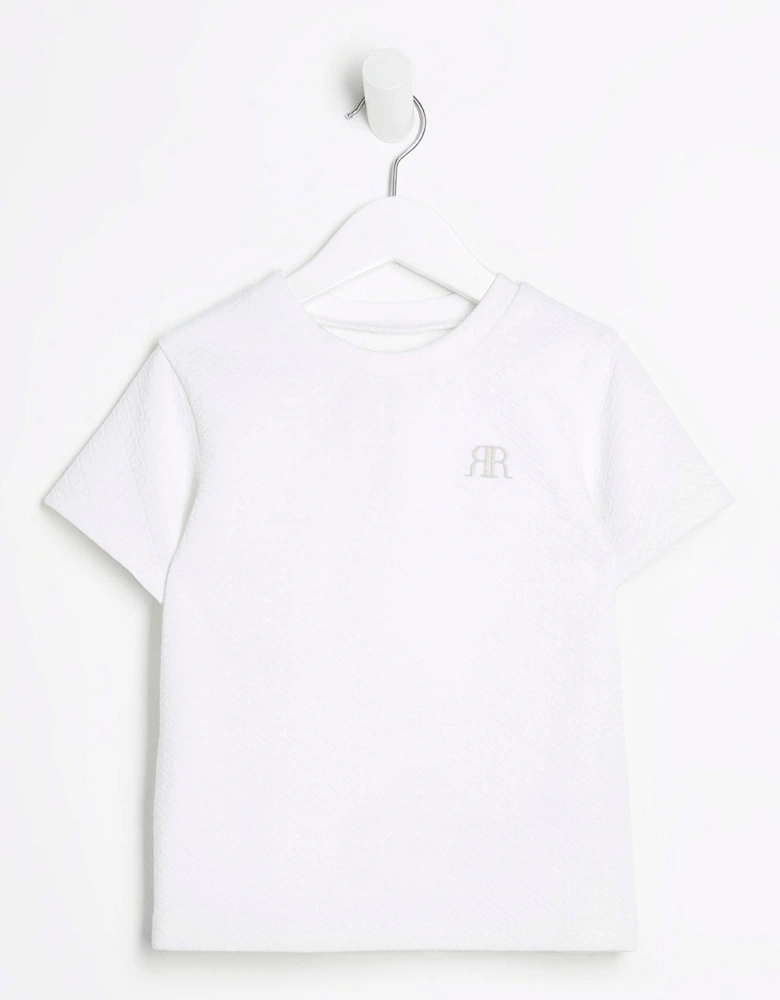 Mini Mini Boy Textured T-Shirt - White