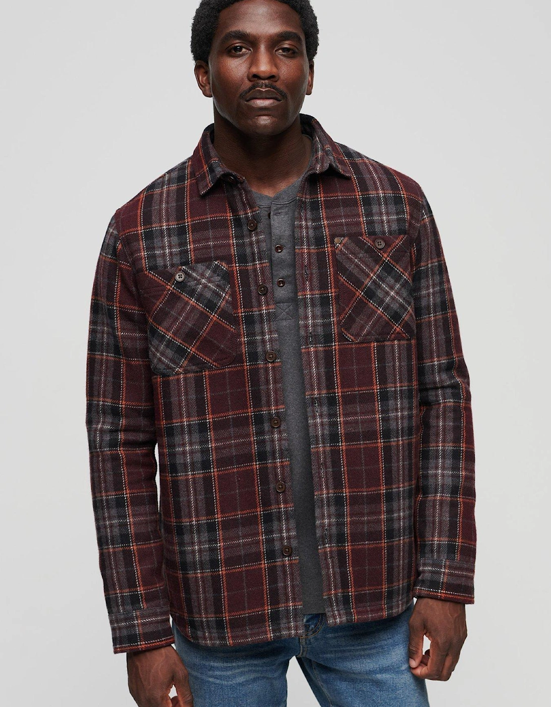 Merchant Quilted Check Overshirt - Dark Brown, 2 of 1