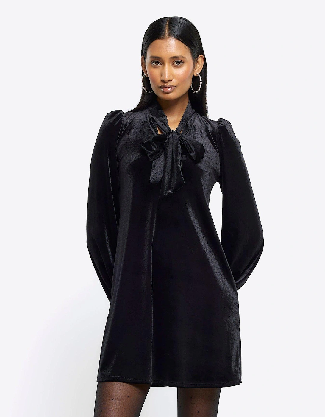 Velvet Fringe Mini Dress - Black, 6 of 5