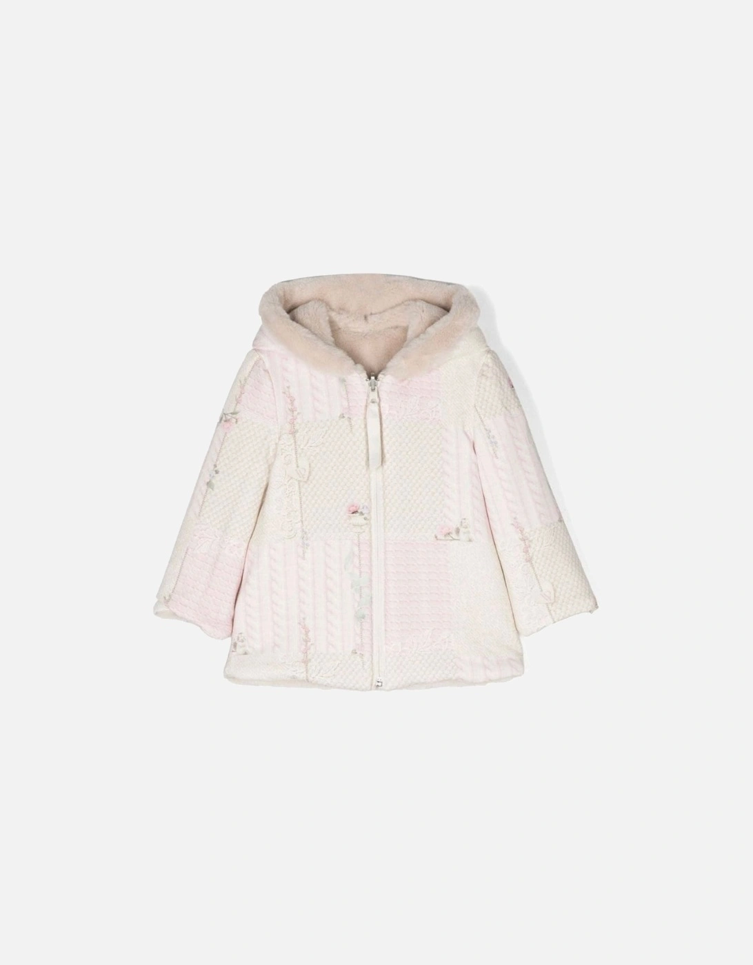 Girls Pink Faux Fur Reversible Coat