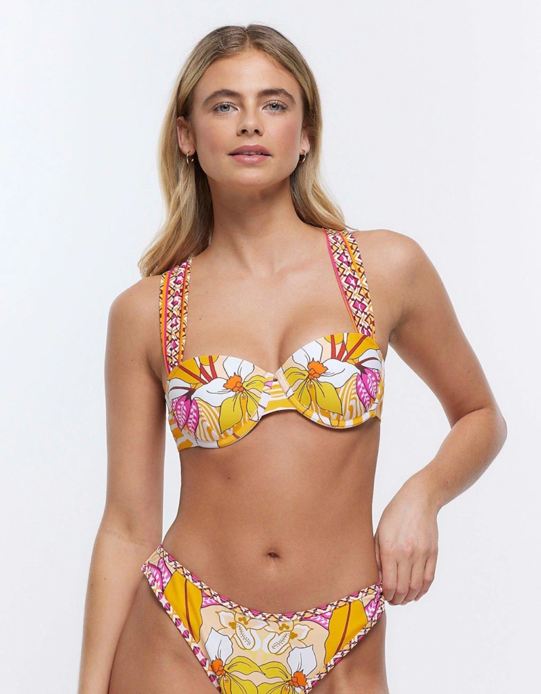 Printed Balconette Bikini Top - Orange