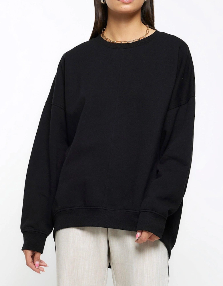 Oversized Longline Sweatshirt - Black