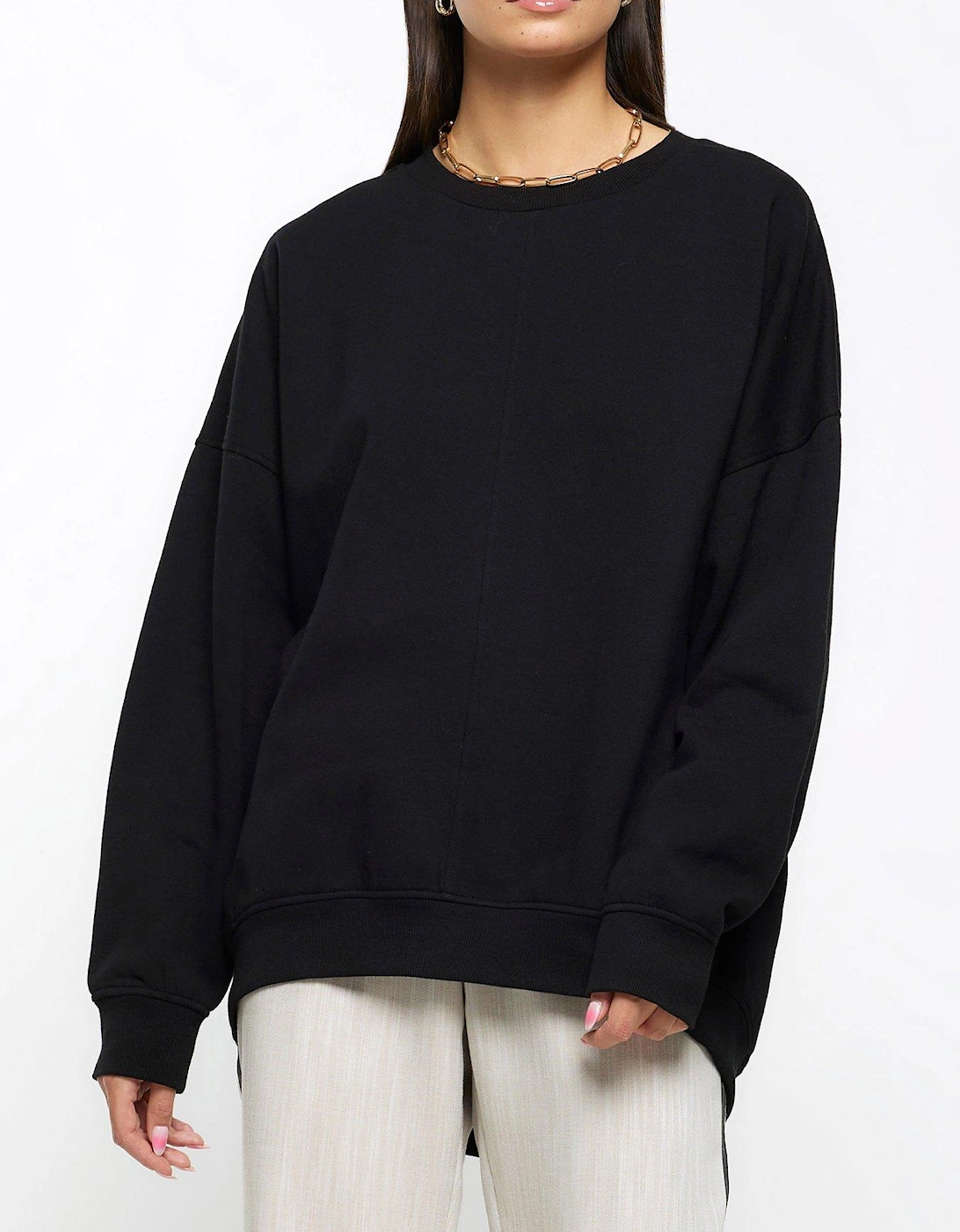 Oversized Longline Sweatshirt - Black, 6 of 5