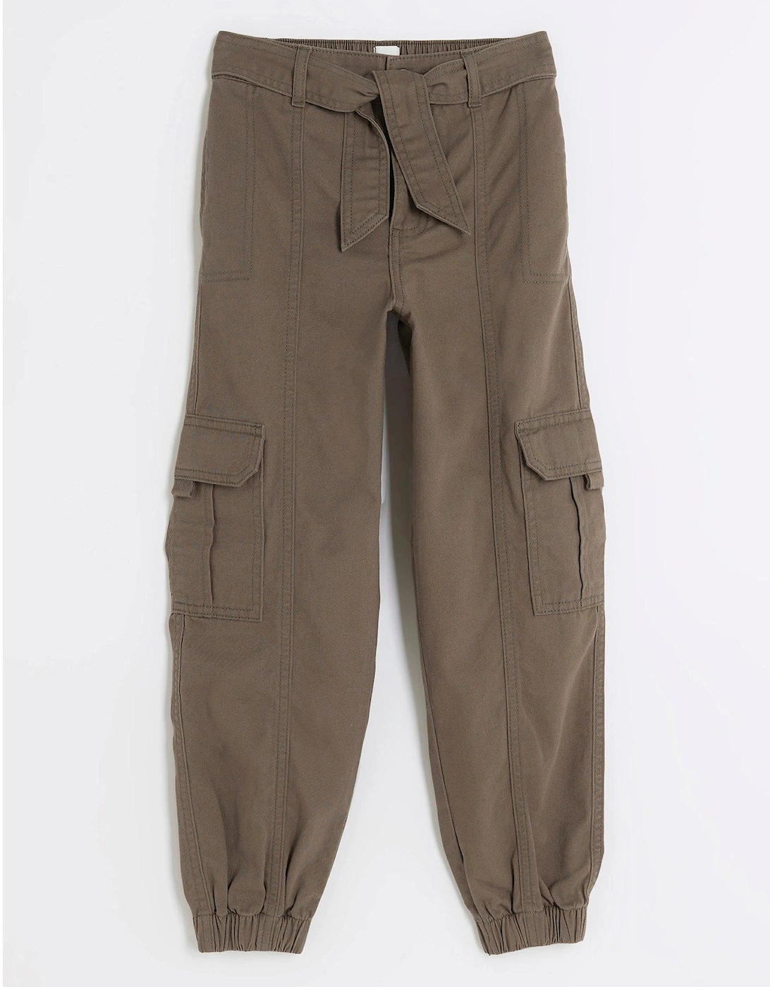 Girls Belted Cargo Trousers - Khaki, 3 of 2