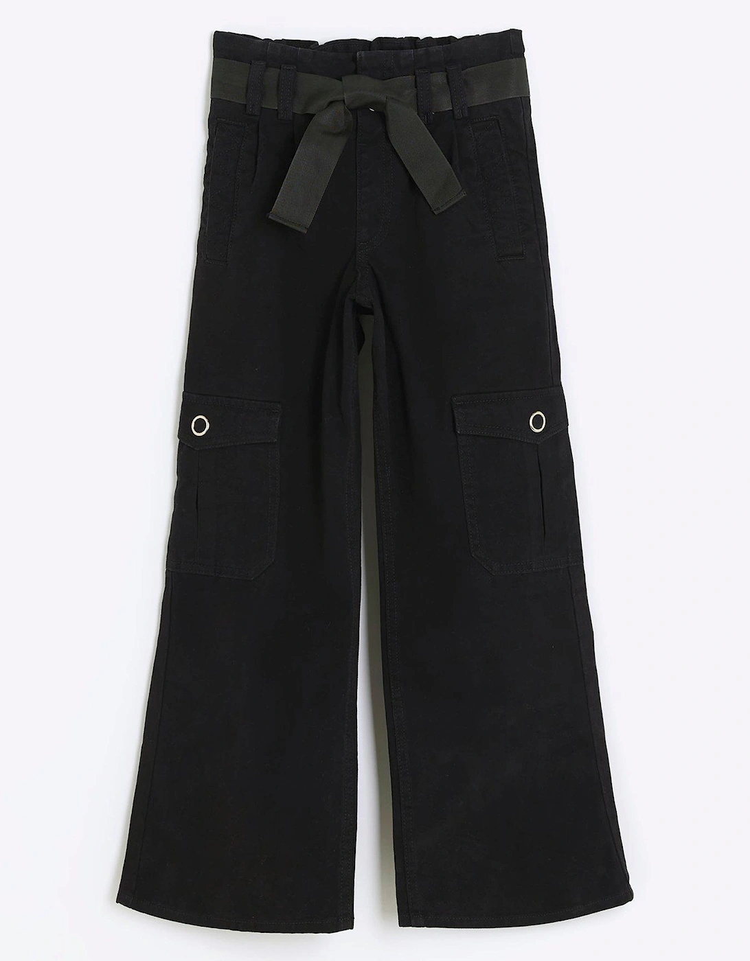 Girls Belted Carpenter Trousers - Black, 5 of 4