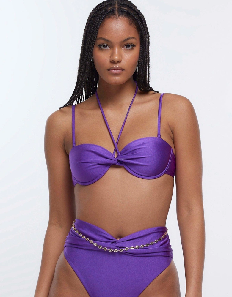 Twist Halter Bikini Top - Purple