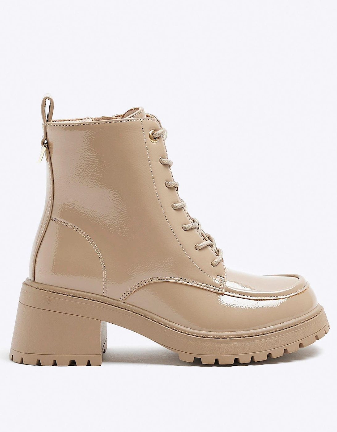Girls Patent Heeled Boots - Cream, 3 of 2