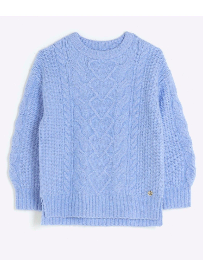 Girls Cable Knit Jumper - Blue