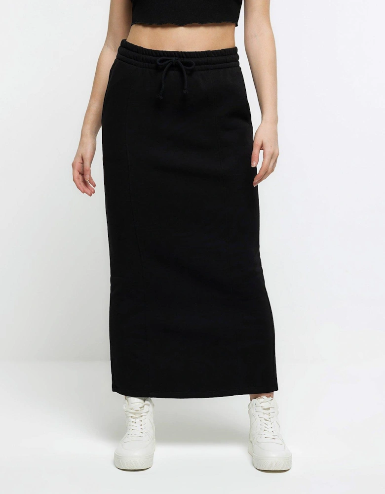Sweat Midi Skirt - Black