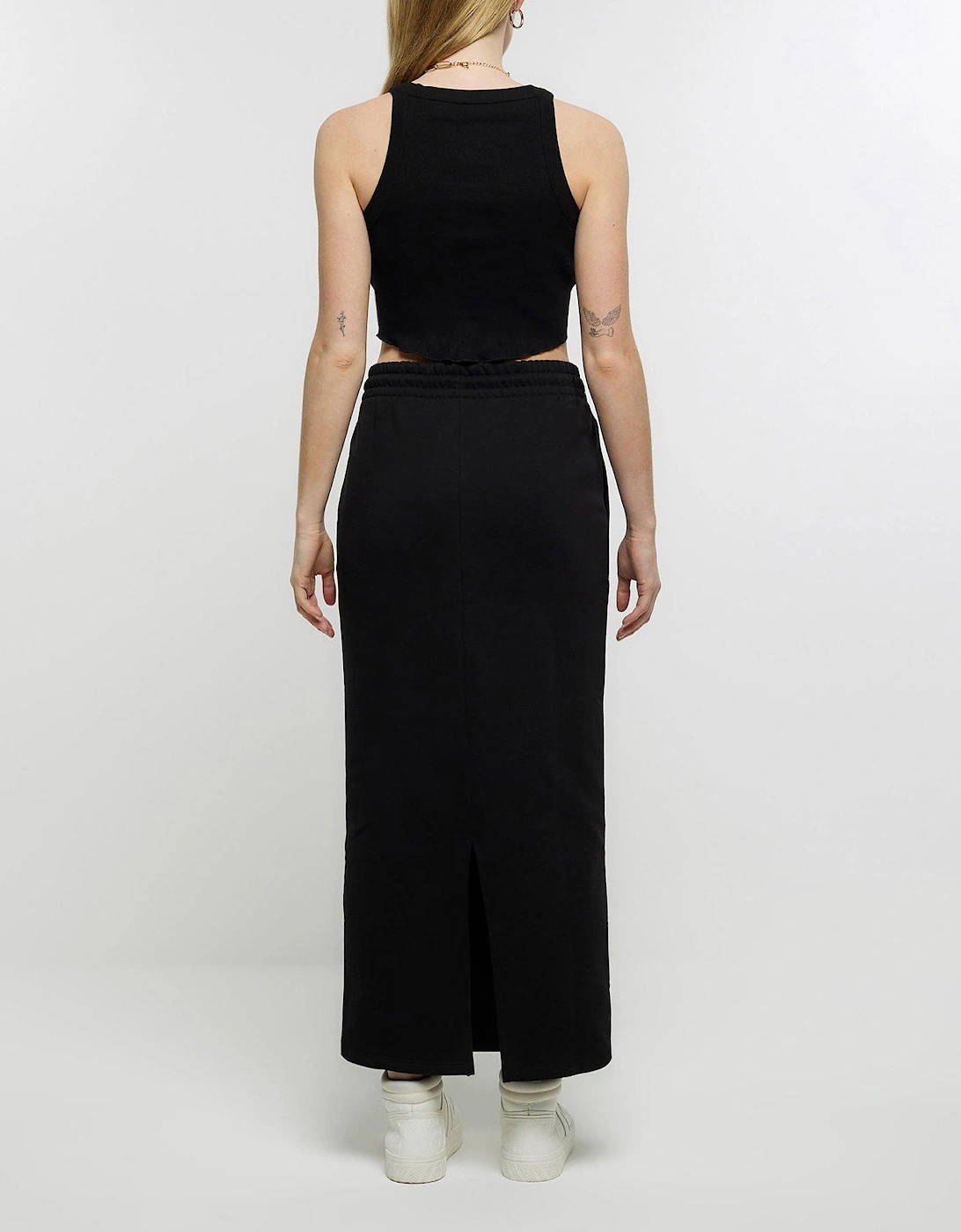 Sweat Midi Skirt - Black