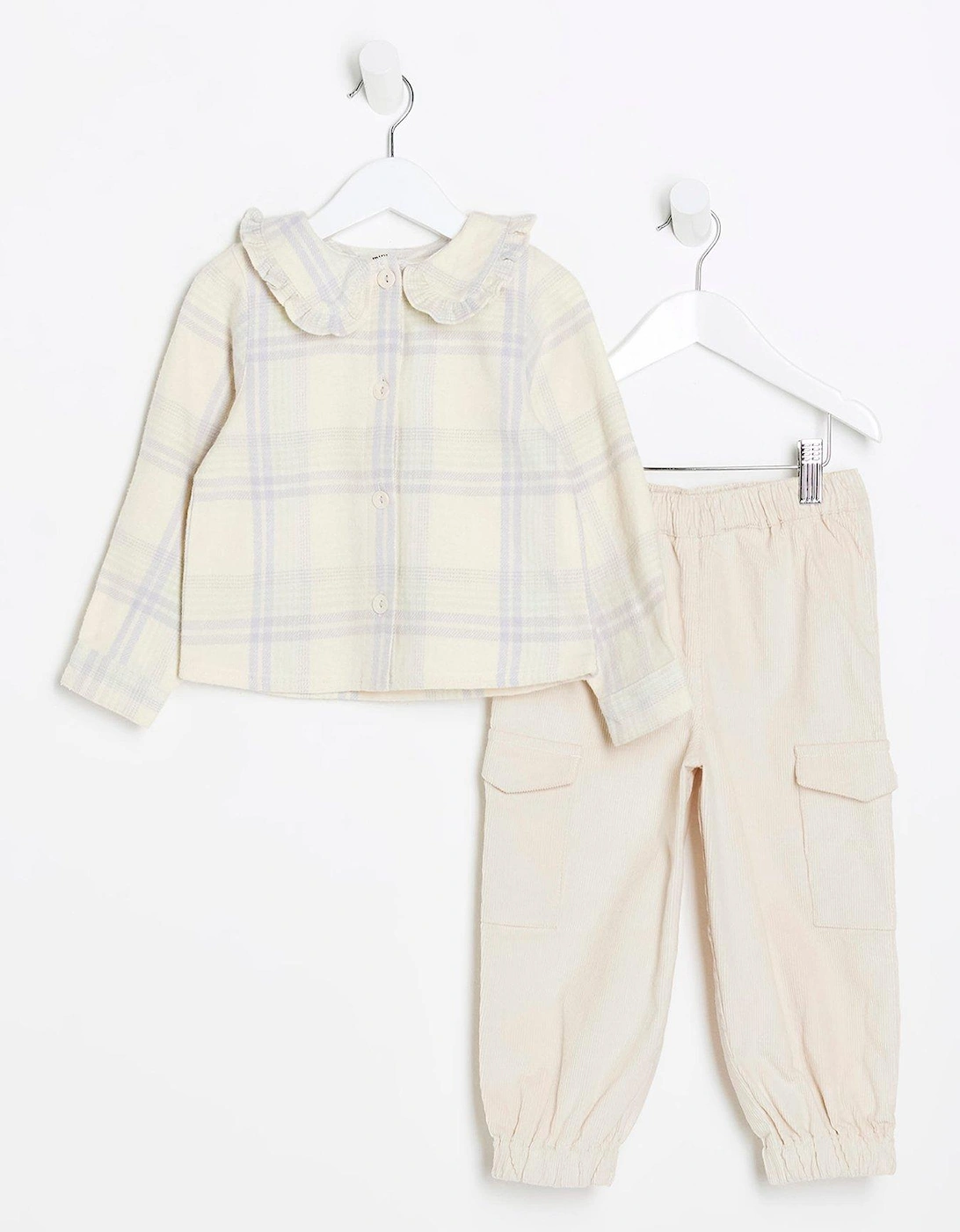 Mini Girls Check Blouse And Cargo Set - Green, 6 of 5