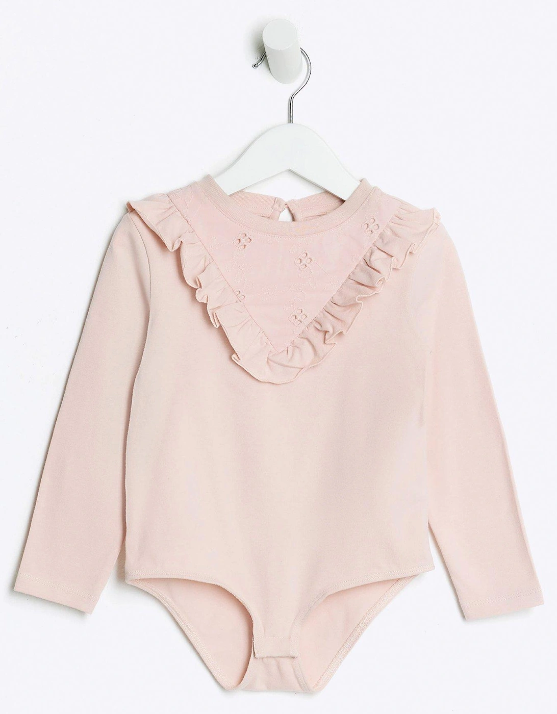 Mini Girls Frill Long Sleeve Bodysuit - Pink, 5 of 4