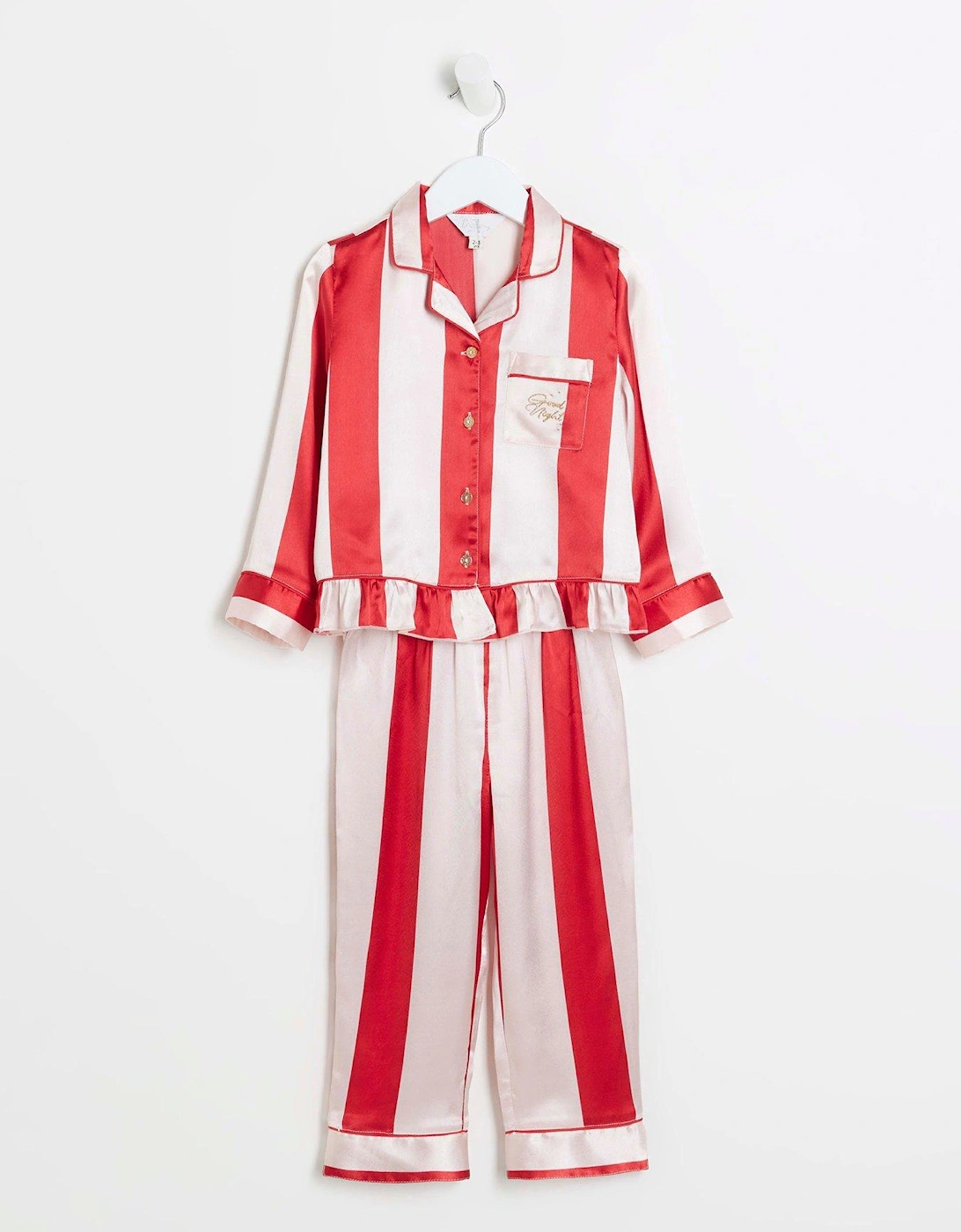 Mini Mini Girls Stripe Christmas Pyjama Set - Pink
