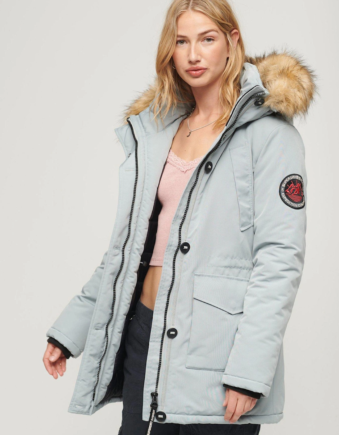 Everest Faux Fur Hooded Parka Coat - Chateau Grey, 3 of 2