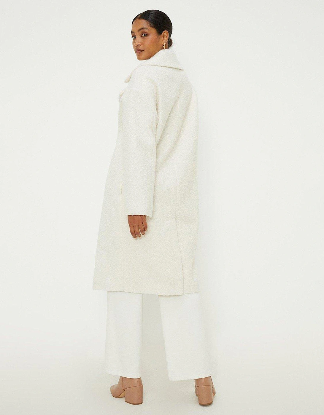 Double Breasted Boucle Coat - Cream