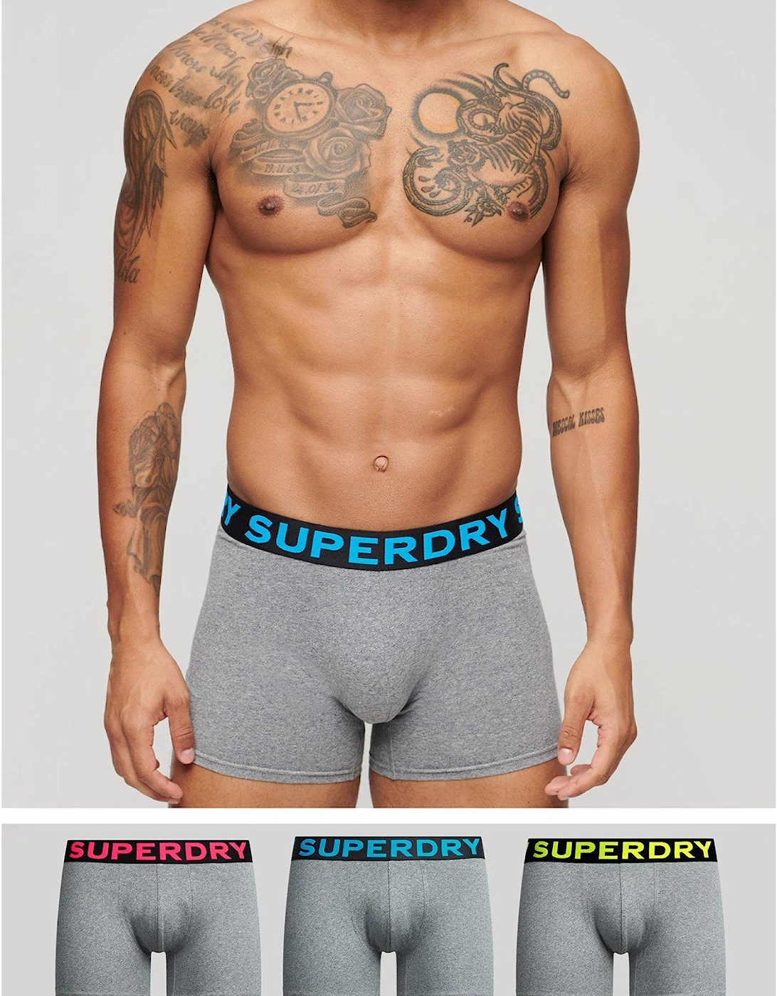 3-Pack Neon Logo Waistband Boxers - Grey, 2 of 1