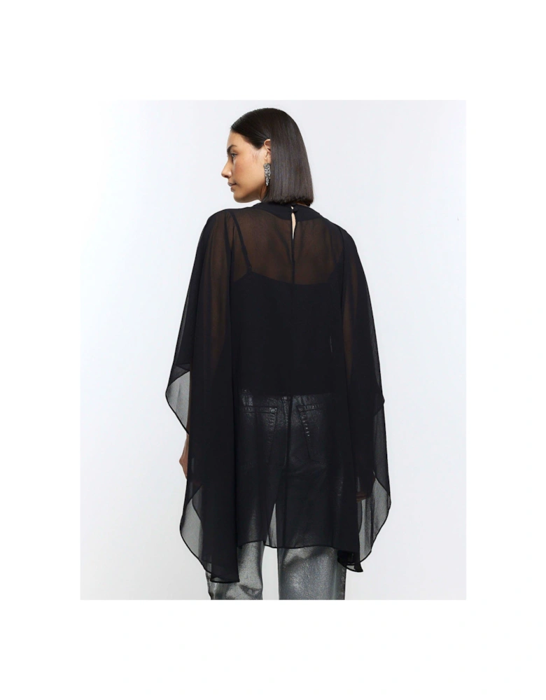 Mesh Cape Top - Black