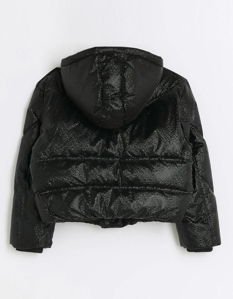 Girls Hooded Puffer Coat - Black