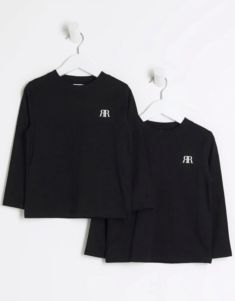 Mini Mini Boy Long Sleeve T-Shirt 2 Pack - Black