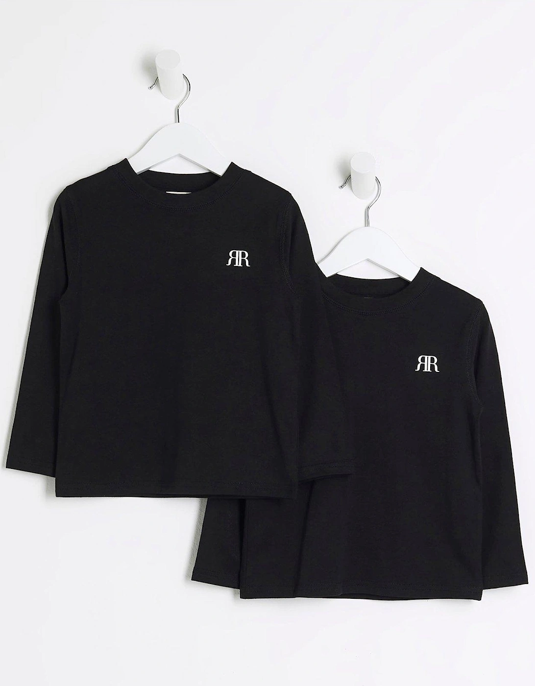 Mini Mini Boy Long Sleeve T-Shirt 2 Pack - Black, 3 of 2