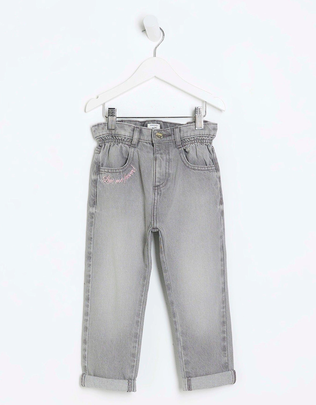 Mini Girls Heart Pocket Paperbag Jeans - Grey, 3 of 2