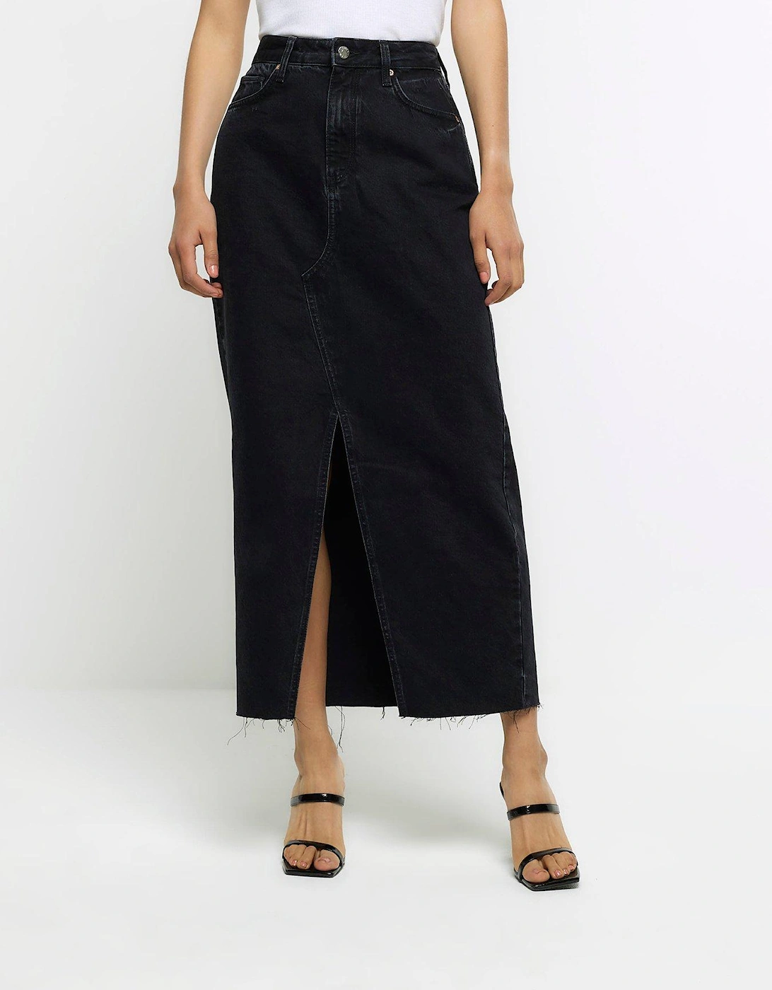 Denim Midaxi Skirt - Black, 6 of 5