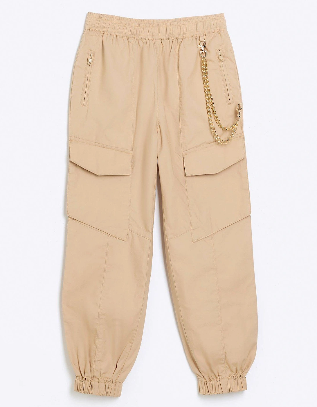 Girls Pull On Cargo Trousers - Beige, 3 of 2