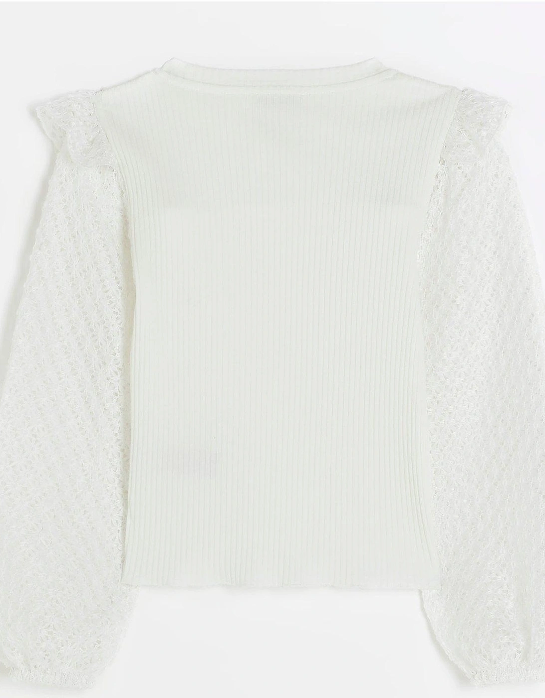 Girls Lace Frill Blouse - White