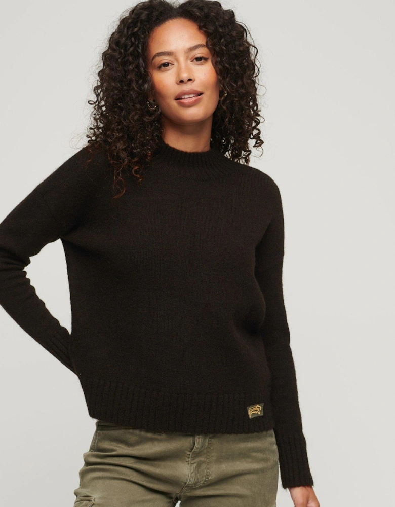 Essential Mock Neck Jumper - Brown