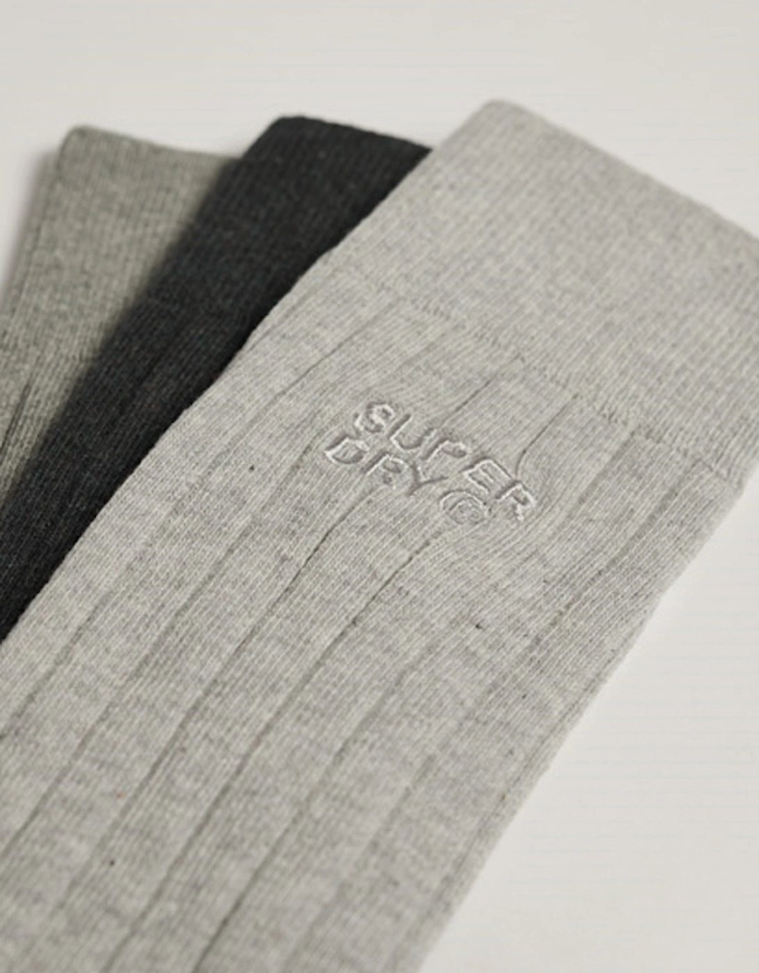 Core Rib Crew Sock 3 Pack Charcoal Grey Marl