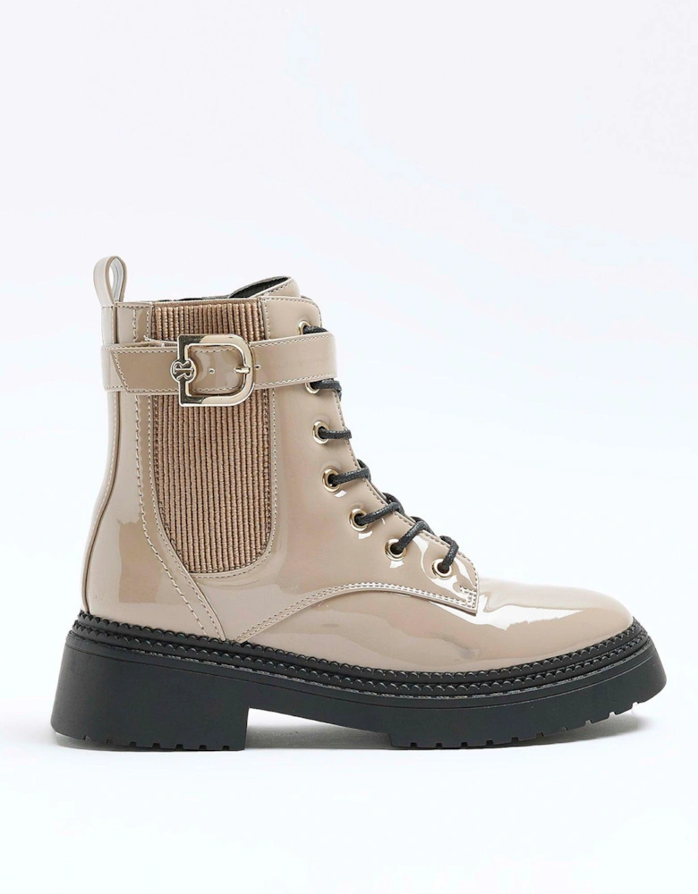 Lace Up Buckle Boot - Natural