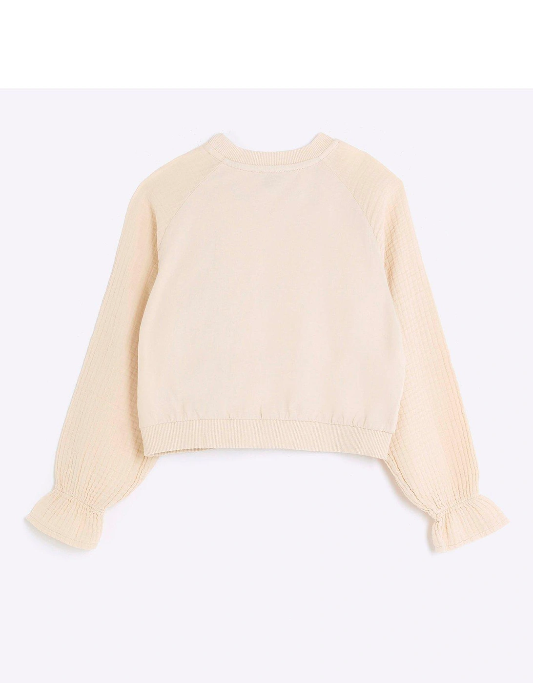 Girls Textured Sleeve Sweatshirt - Brown