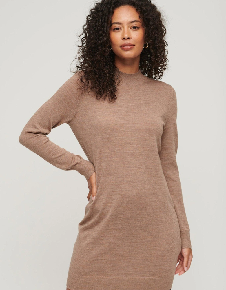 Merino Knit Dress - Brown