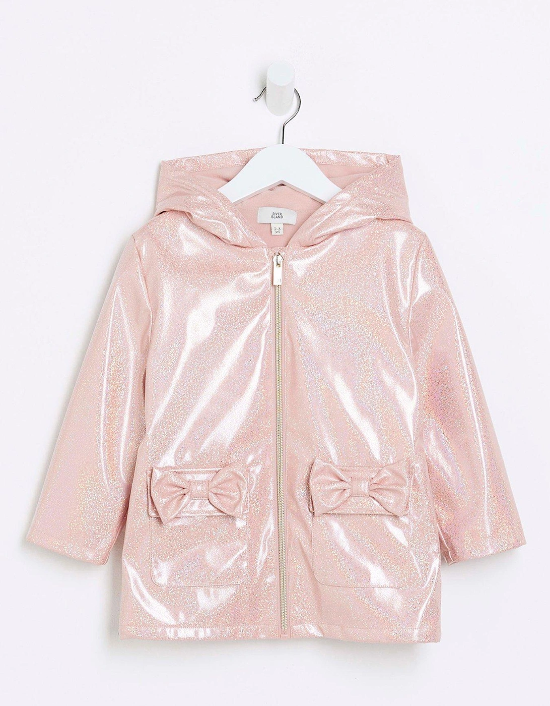 Mini Mini Girls Glitter Hooded Raincoat - Pink, 3 of 2