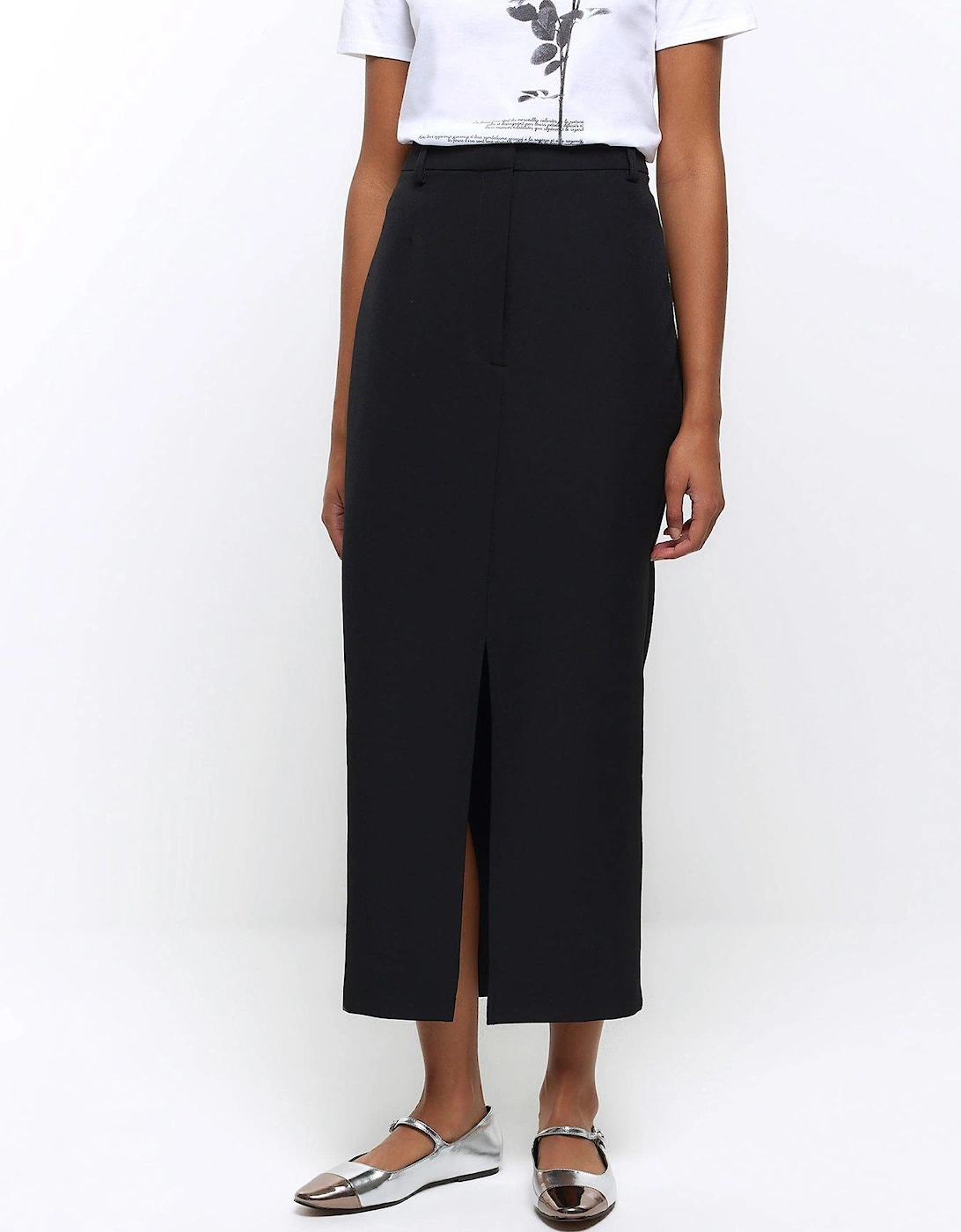 Front Slit Skirt - Black, 5 of 4