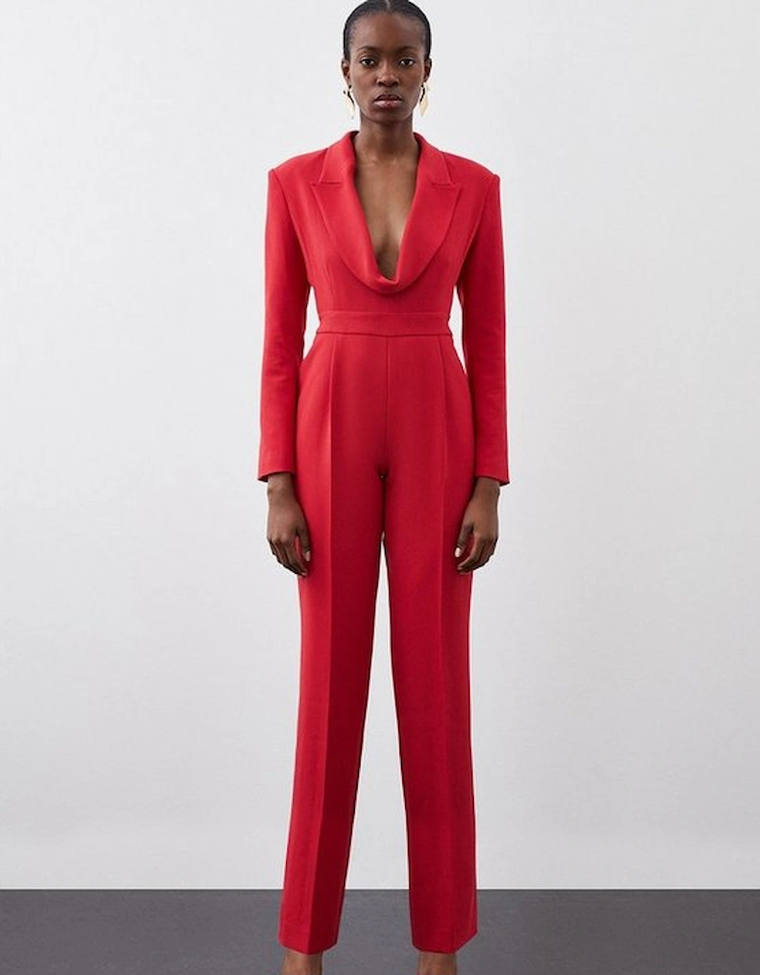 Curved Neckline Tailored Blazer Jumpsuit, 5 of 4