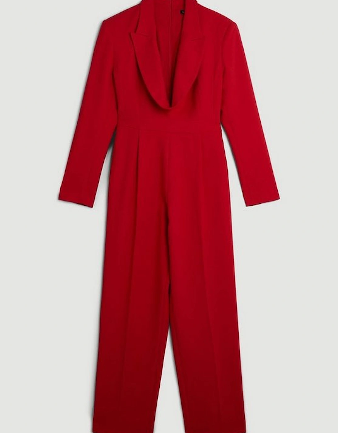 Curved Neckline Tailored Blazer Jumpsuit