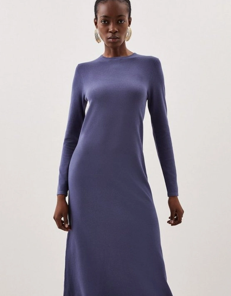 Viscose Blend Knit Midi Dress