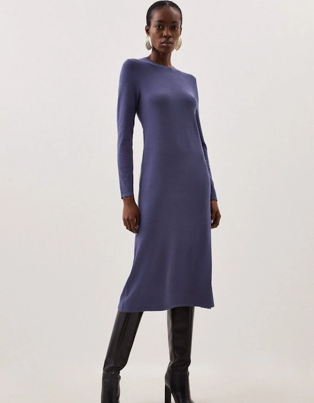 Viscose Blend Knit Midi Dress