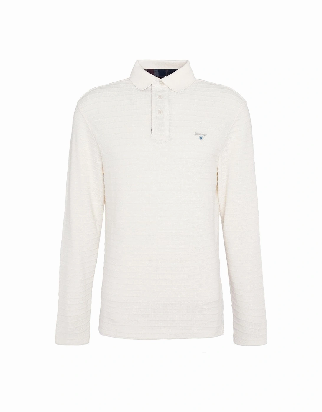 Men's Antique White Long Sleeved Cramlington Polo Shirt, 5 of 4